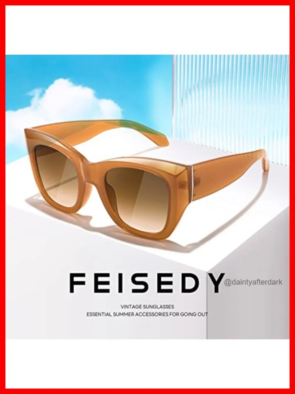 Oversized Cat Eye Sunglasses Retro Thick Frame UV400 Protection